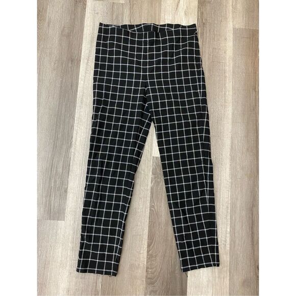 PacSun Black Windowpane Pull-On Stretch Pants, Rayon Blend Size Large - Picture 1 of 7